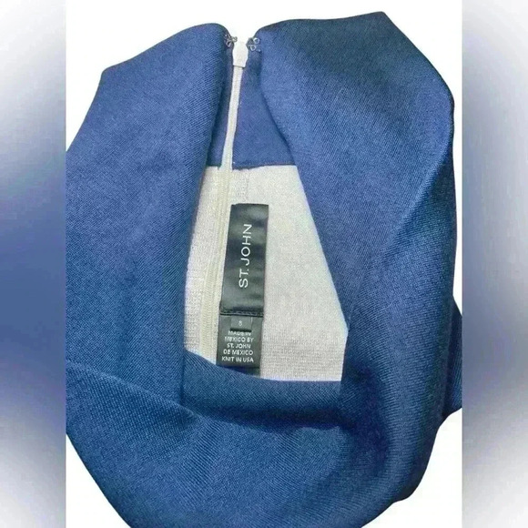 St. John Knit Wool Blend Colorblock Sleeveless Cowl Neck Sweater Top Size M - Picture 4 of 6